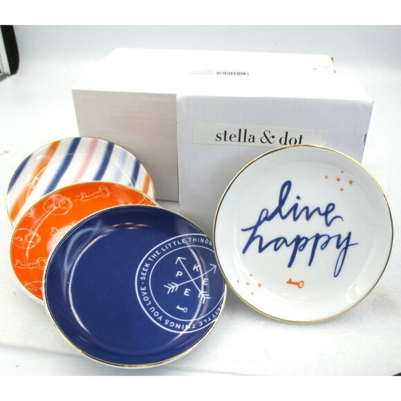 Keep Collective Stella & Dot Mini Trinket Tray Trinket - Set Of 4 NIB - Picture 1 of 8